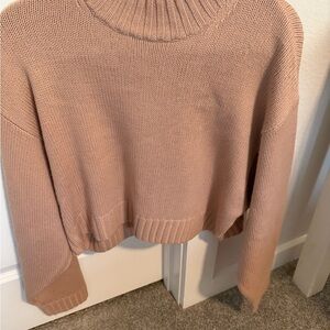 Aritzia WILFRED cropped Women's Cozy Knit Sweater - rose